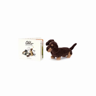 Jellycat Otto Le Petit Chien Saucisse Livre and Otto Sausage Dog Medium USA | 65237ZNAM